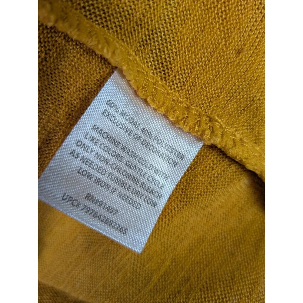 Modern Canvas Top Sz XL Gold Yellow Scalloped Lace Detail Short Sleeve Shirt